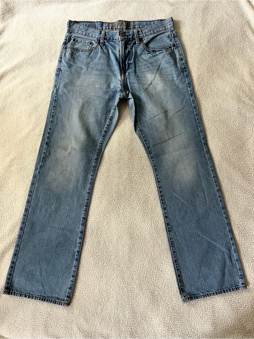 American Eagle Outfitters Men's Light Blue Original Bootcut Jeans, Size 32x34